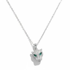 SILVER CZ PANTHER PENDANT NECKLACE